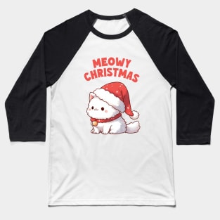 Meowy Christmas Fluffy Kitty Baseball T-Shirt